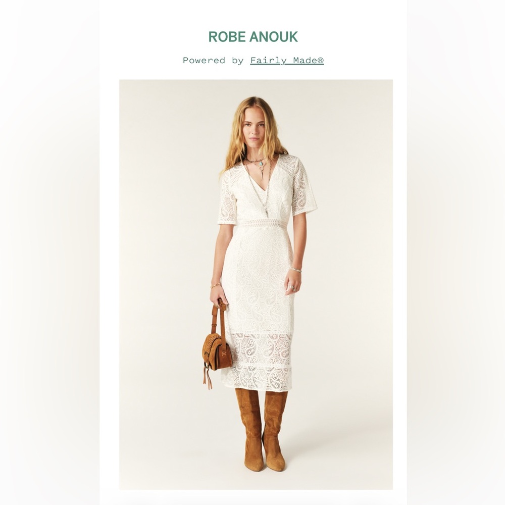 ba&sh Cream Lace Midi Dress